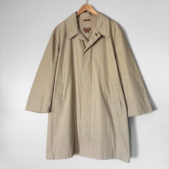 Michael Kors Single-Breasted Water Resistant Tan Khaki Mens Trench Coat Size L - Picture 11 of 13